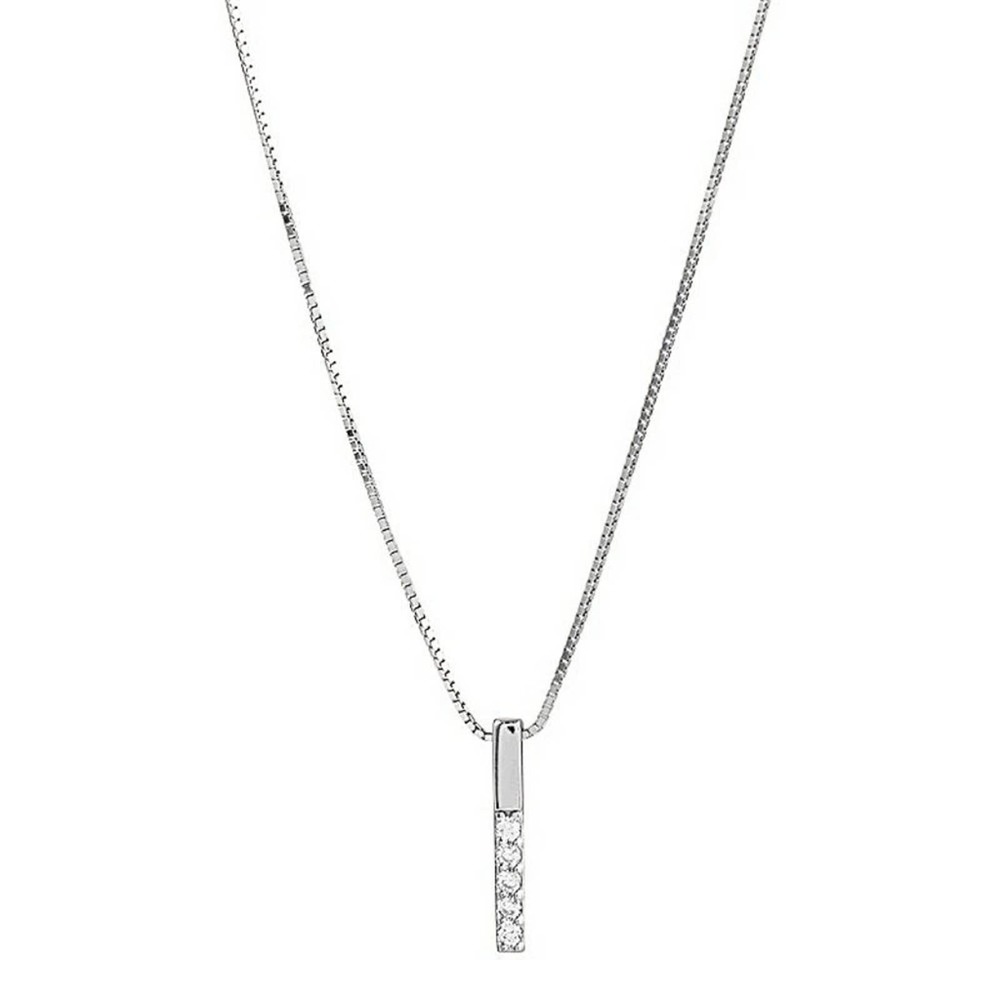 Vertical Bar Crystal Rhinestone Pendant Necklace in Silver or Gold - Picture 2 of 6